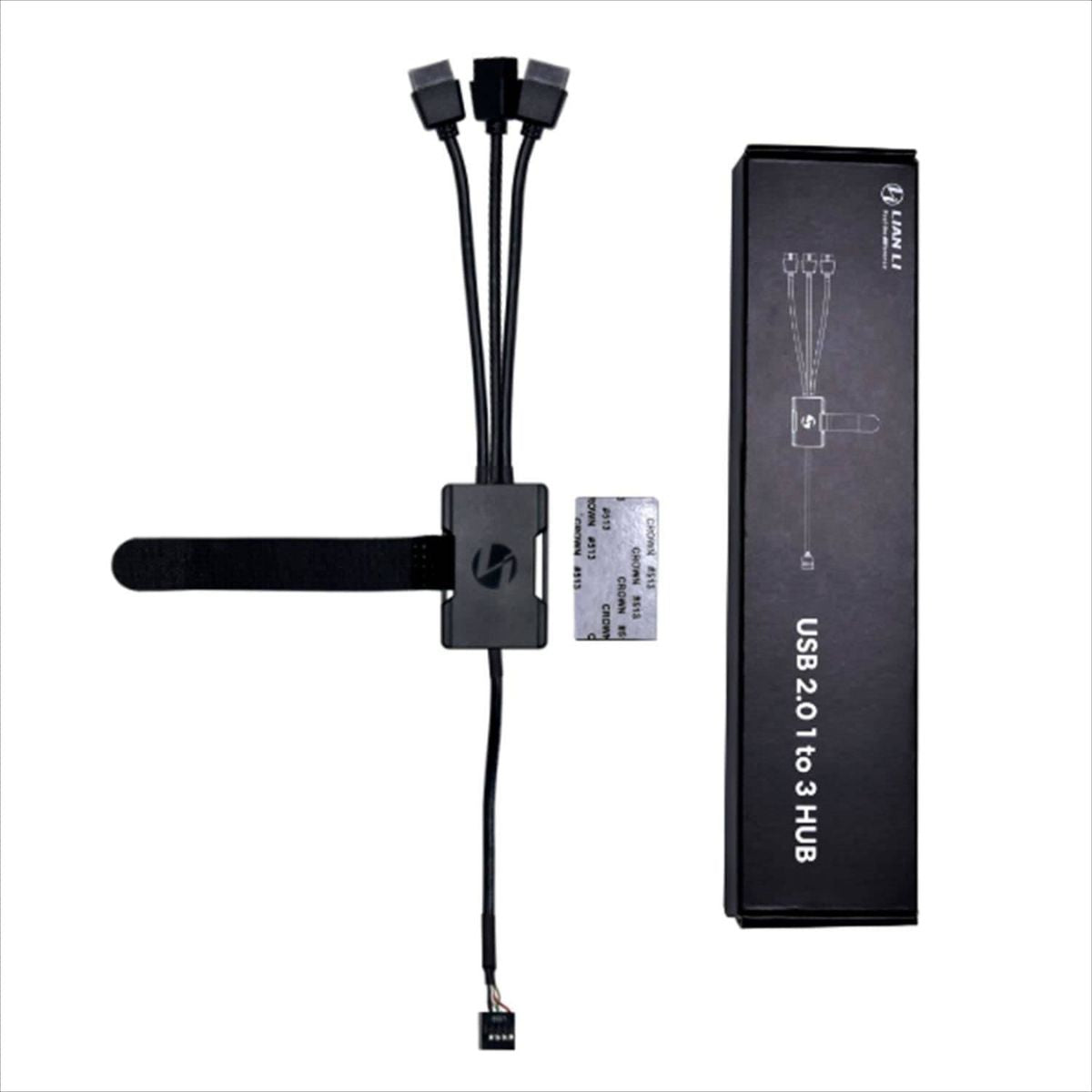 Lian Li USB 2.0 1 to 3 Hub | Connect Up to 3 USB 2.0 Devices | Stable Signal | Compatible with Lian Li Controllers | Black | PW-U2HB