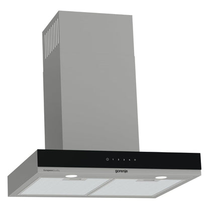 Gorenje WHT644EXGB Built-In Wall Cooker Hood, 60cm, 557m³/h Extraction Rate, T-Shape Design, LED Lighting, Stainless Steel&nbsp;