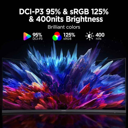 Koorui 34E6UC 34" VA WQHD Curved VA Gaming Monitor, 165Hz Refresh Rate, 21 9 Aspect Ratio, 1ms Refresh Rate, FreeSync/G-Sync Technology, VESA Compatible, Black | 34E6UC