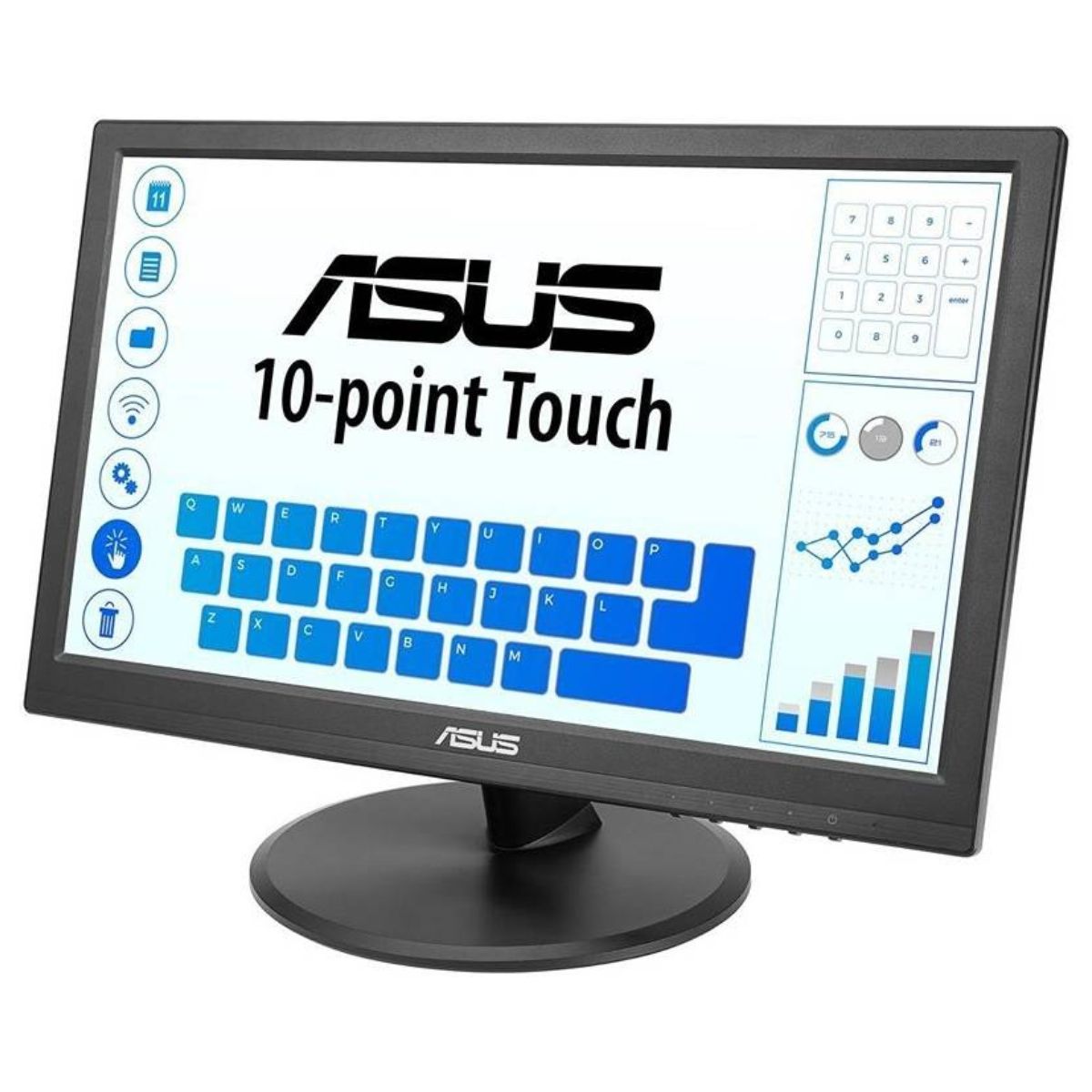 ASUS VT168HR Touch Monitor, 16" 1366x768 WXGA Touch Display, 60Hz Refresh Rate, 5ms Response Time, 262K Display Colors, TN Panel, 16 9 Aspect Ratio, HDMI/VGA, Black | 90LM02G1-B04170