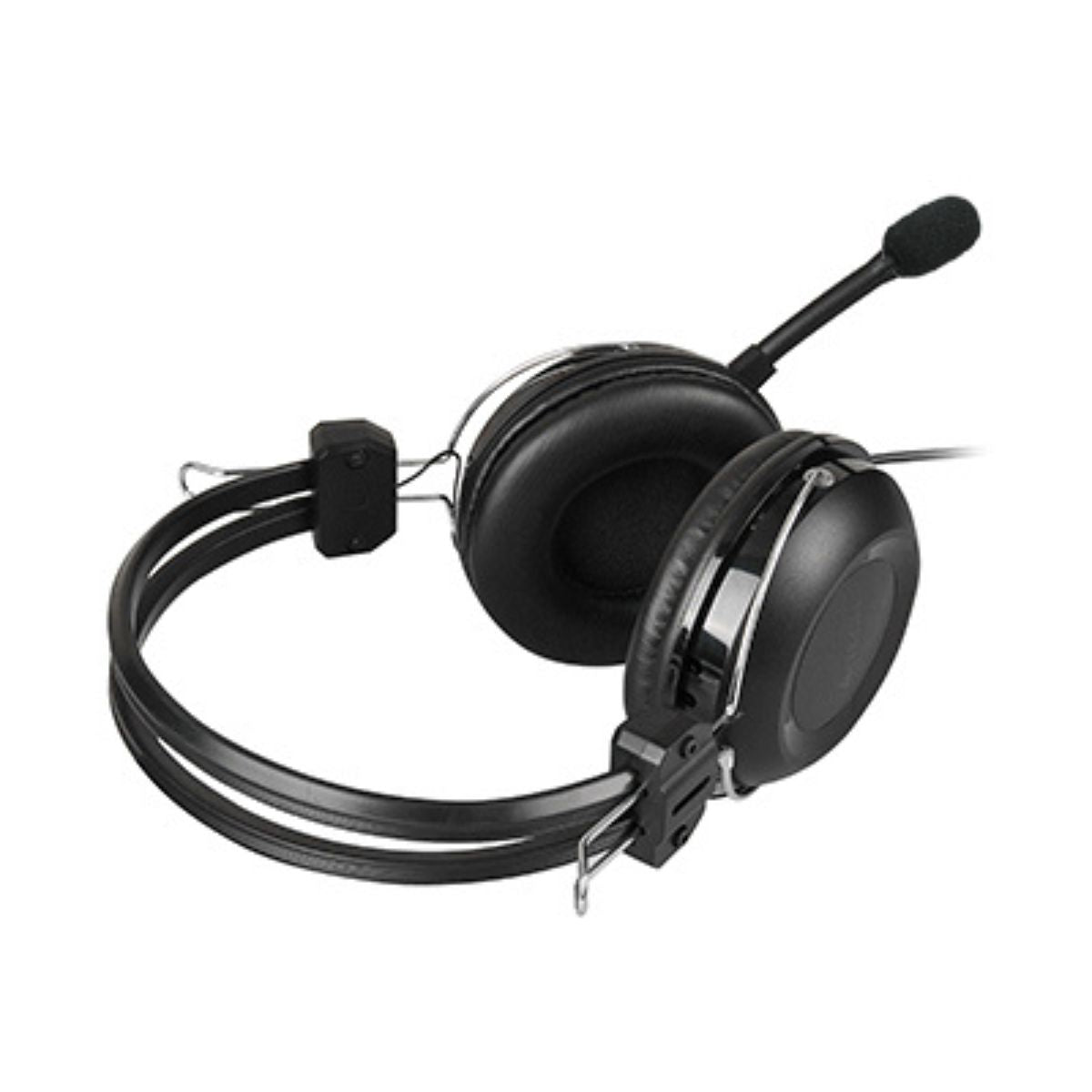 A4Tech HU-35 ComfortFit Stereo USB Headset – 40mm Driver, Noise Cancelling Mic, Volume Control, Black
