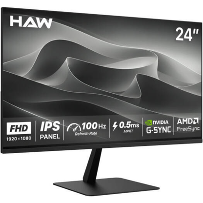 HAW F24IPX Gaming Monitor, 24.5" IPS Display, Full HD Resolution, 100Hz Refresh Rate, 0.5ms (MPRT) Response Time, Built-in Dual 3W Speakers, Adaptive-Sync, FreeSync, Black | F24IPX