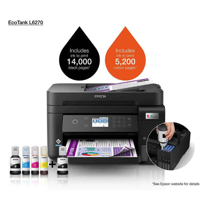 Epson EcoTank L6270 All-in-One (Print • Copy • Scan) – Ink-Tank, Duplex, ADF & WiFi, Offices & Homes Low-Cost, High-Volume Printing with Ink-Tank Efficiency and Full MFP Features