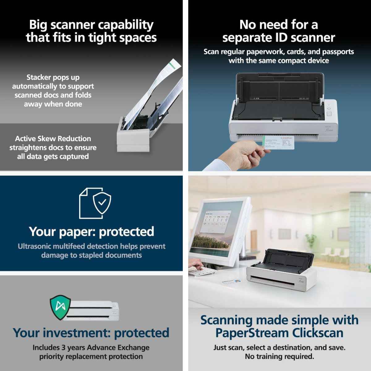 Ricoh fi-800R Ultra-Compact, Color Duplex Document Scanner with Dual Auto Document Feeders (ADF) | PA03795-B001