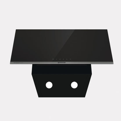 Gorenje WHI644EB Built-In Inclined Cooker Hood, 60cm, 637m³/h Extraction Rate, Touch Control, LED Lighting, Black Glass Finish