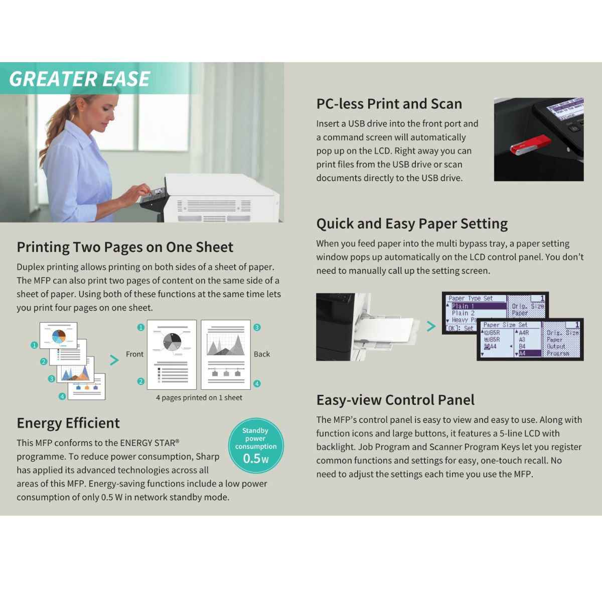 Sharp BP-20M24L A3 Black & White Digital Multifunction Printer – 24 ppm Print/Copy, Network Print, Duplex, 600×600 dpi, 1,850-Sheet Capacity