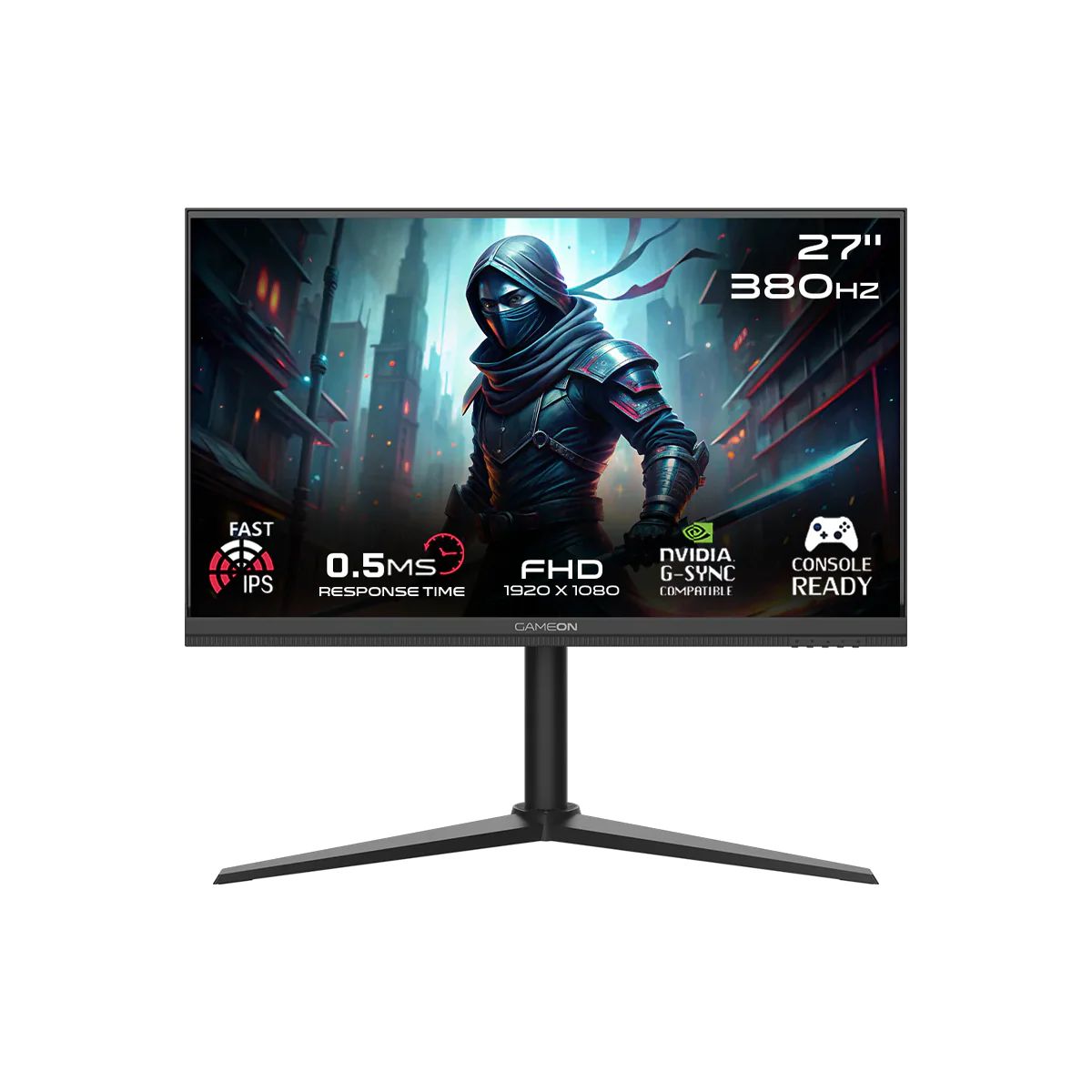 GAMEON GOMP27FHD380IPS Midnight Pro Series 27" FHD, 380Hz, MPRT 0.5ms, HDMI 2.1, Fast IPS Gaming Monitor (Supports PS5) - Black