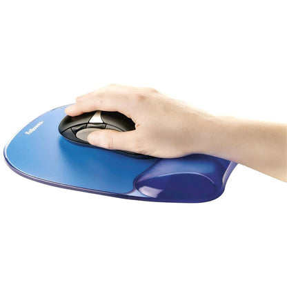 Fellowes Crystals Gel Mouse Pad with Wrist Support | Ergonomic Gel Wrist Rest | Non-Skid Base | Optical & Laser Mouse Compatible | Blue | 91141