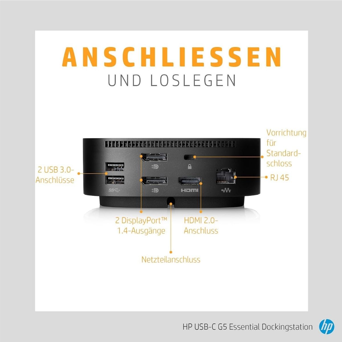 HP USB-C Dock G5 100W | USB-C Docking Station | HDMI | DisplayPort | Gigabit Ethernet | (Open Box Working Unit)