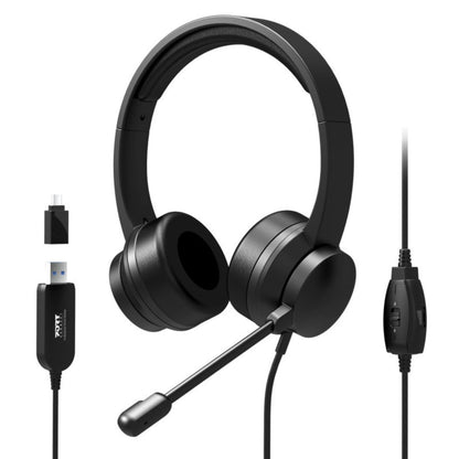 PORT Connect USB Comfortable Stereo Office Headset – Noise-Reducing Microphone, Plug & Play, Lightweight Design | 901605