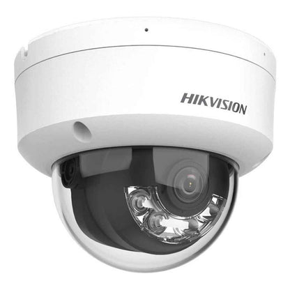 Hikvision 2MP Smart Hybrid Light Fixed Dome Network Camera | 2.8mm Lens | H.265+ Compression | Built-in Microphone | Up to 30m IR Range | IP67 Rated | White | DS-2CD1123G2-LIU