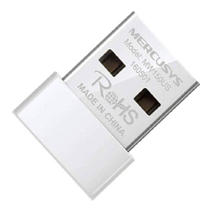 MERCUSYS MW150US N150 Wi-Fi 4 Nano USB Adapter | 150 Mbps 2.4 GHz | USB 2.0 | Soft AP Mode | WPA3 | White