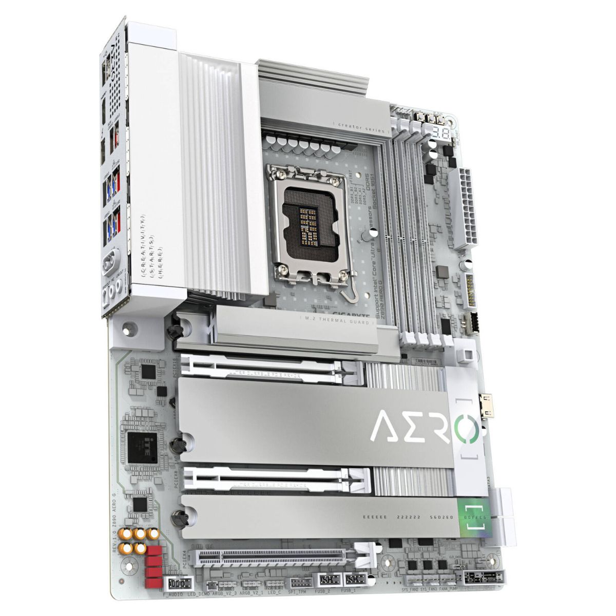 GIGABYTE Z890 Aero G LGA 1851 ATX Motherboard, Intel Z890 Express Chipset, 4x DDR5 DIMM Slots, Up to 256GB Max Memory, Wi-Fi 7 & BT5.4, 2x PCIe 5.0 x16 Slots, 5 x M.2 Slots, White | Z890-AERO-G