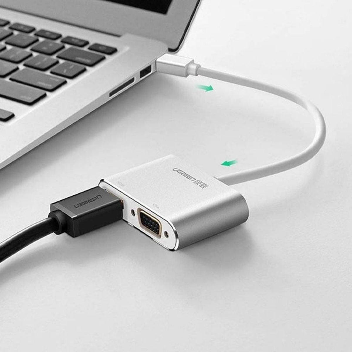 UGREEN MD115 Mini DisplayPort to HDMI + VGA Converter | 4K 30Hz | 1080P 60Hz VGA | Aluminum Case | Silver | 20421
