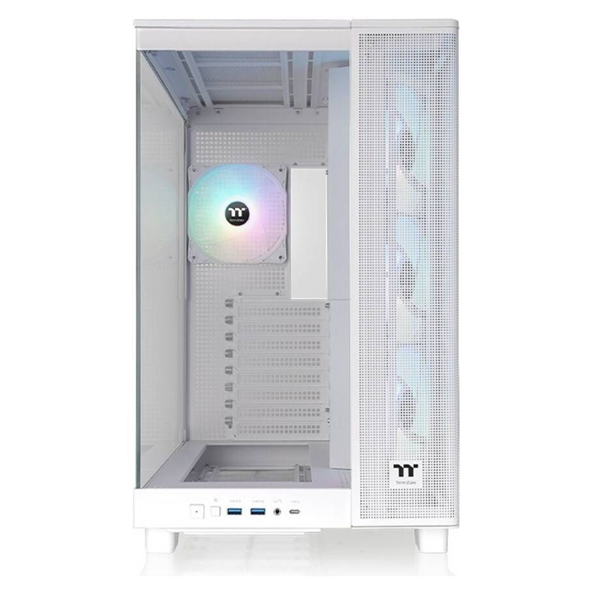 Thermaltake View 380 XL TG ARGB Mid Tower PC Case, 4x 120mm aRGB Lite Pre-Installed Fans, Up to 360mm Radiator & 10x Fan Support, USB Type-C x1, USB 3.0 x2, HD Audio, White | CA-11E-00M6WN-00