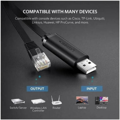 UGREEN CM204 USB to RJ45 Console Cable | 1.5M & 3M | Black | 50773 / 60813