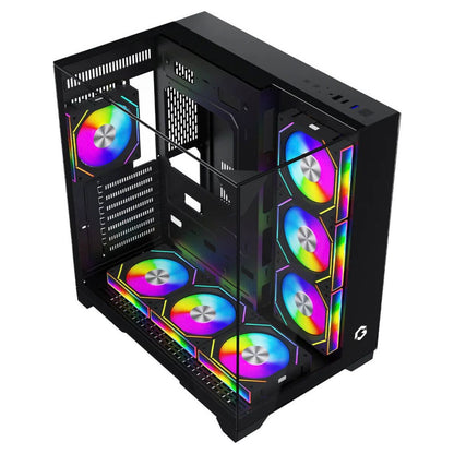 GAMEON Valkyrie I GO-VALKYRIEI-M Mid Tower Gaming Case | ATX / M-ATX / ITX | 7× 120mm ARGB+PWM Fans | 360mm Water Cooling | 400mm GPU Support | Black
