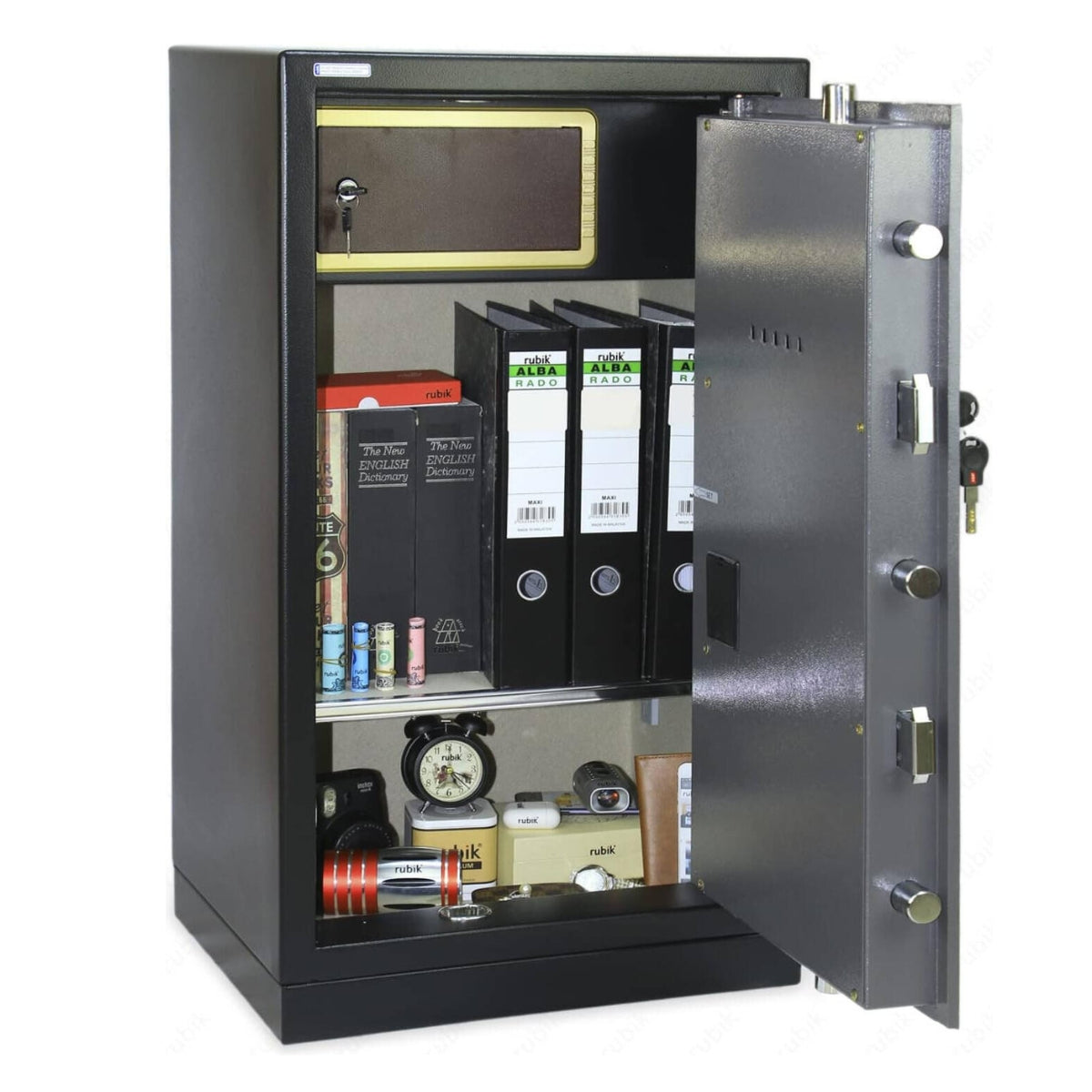 Rubik Large Executive Digital Safe Box RB83XTD – Dual Security Lock, Extra Large Capacity, Heavy-Duty Steel, 90×50×40cm, Black/Grey