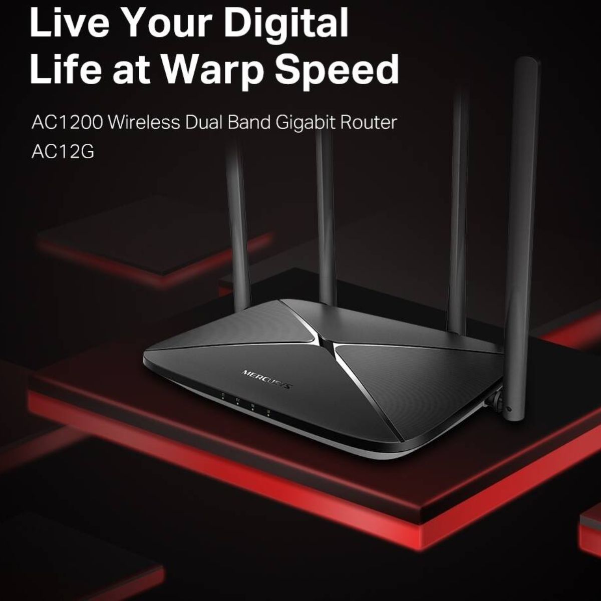 MERCUSYS AC12G AC1200 Dual-Band Gigabit Wi-Fi 5 Router | 1200 Mbps | 4× 5 dBi Antennas | 1× Gigabit WAN | 3× Gigabit LAN | IPTV | Guest Network