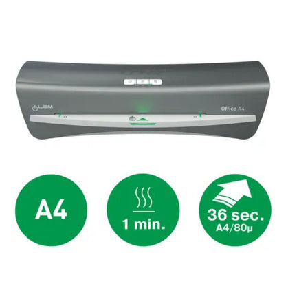 Leitz iLam Office A4 Laminator – Fast Warm-Up, 80–125 Microns, Compact Design, Silver/White | LE72511084