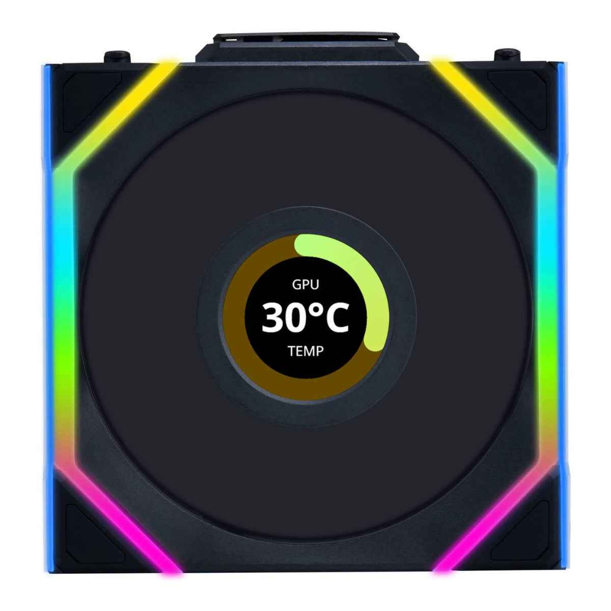 Lian-Li UNI FAN SL Wireless LCD Case Fan – 120mm, 1900 RPM, 58.08 CFM Airflow, Fluid Dynamic Bearing, Pack of 3 | Black / White