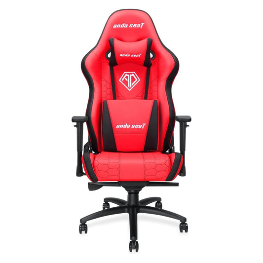 AndaSeat Spirit King Series Gaming Chair, Armrest 3D frog tray big lumbar pillow headrest pillow 65mm casters black aluminum base - Red & Black
