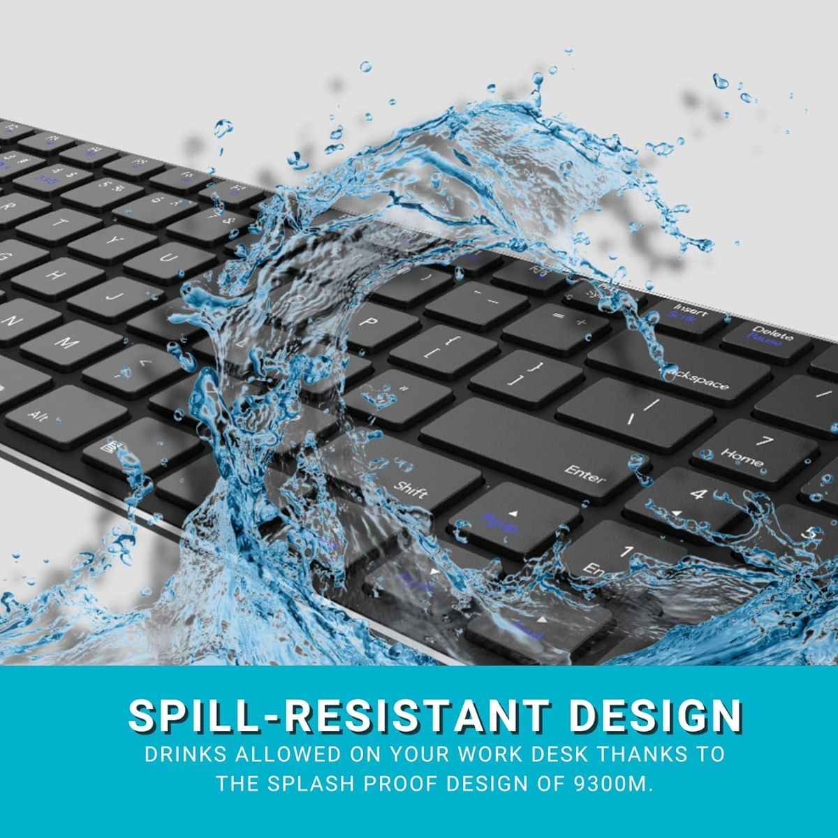 Rapoo 9320M Multi-Mode Wireless Keyboard & Mouse Combo – Bluetooth 3.0/4.0/5.0, 2.4GHz, Spill-Resistant, 1300 DPI Mouse