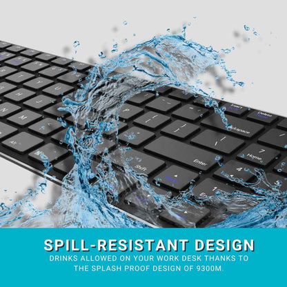 Rapoo 9320M Multi-Mode Wireless Keyboard & Mouse Combo – Bluetooth 3.0/4.0/5.0, 2.4GHz, Spill-Resistant, 1300 DPI Mouse
