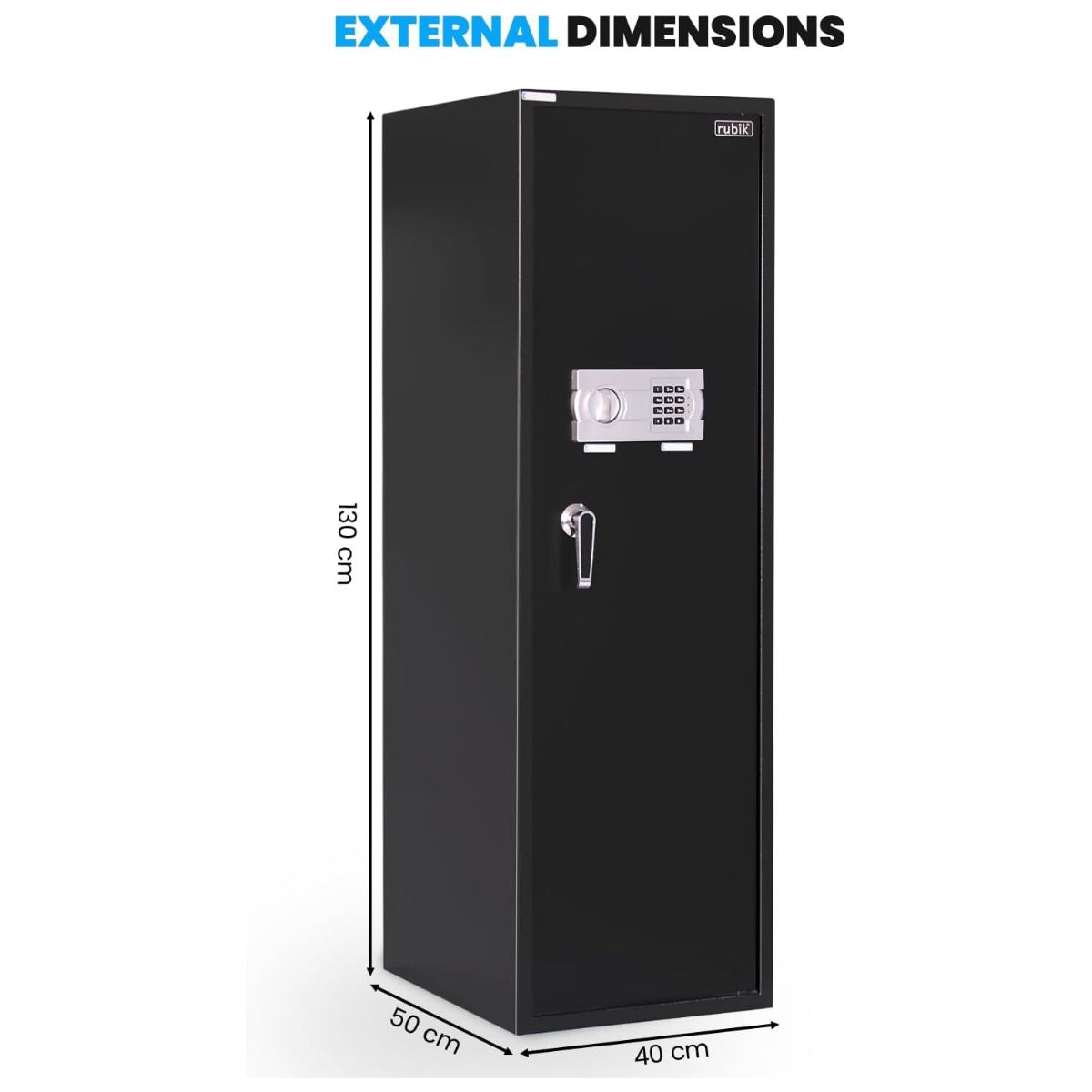 Rubik Large Safe Box 1.3 Meter Tall, Digital Keypad and Key Lock, Security Locker for Money Files folder Documents Jewelry Home Office (130x40x50cm) RB130EG Black