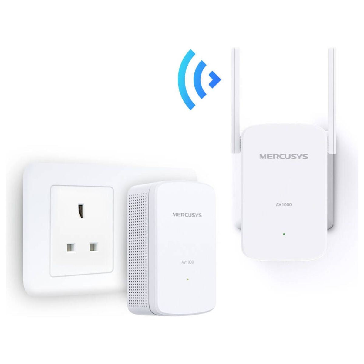MERCUSYS MP510 KIT AV1000 Powerline Wi-Fi Kit | 1000 Mbps HomePlug AV2 | 300 Mbps Wi-Fi 4 | Gigabit Ethernet | Wi-Fi Clone | 128-Bit AES