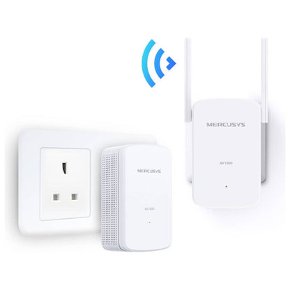 MERCUSYS MP510 KIT AV1000 Powerline Wi-Fi Kit | 1000 Mbps HomePlug AV2 | 300 Mbps Wi-Fi 4 | Gigabit Ethernet | Wi-Fi Clone | 128-Bit AES