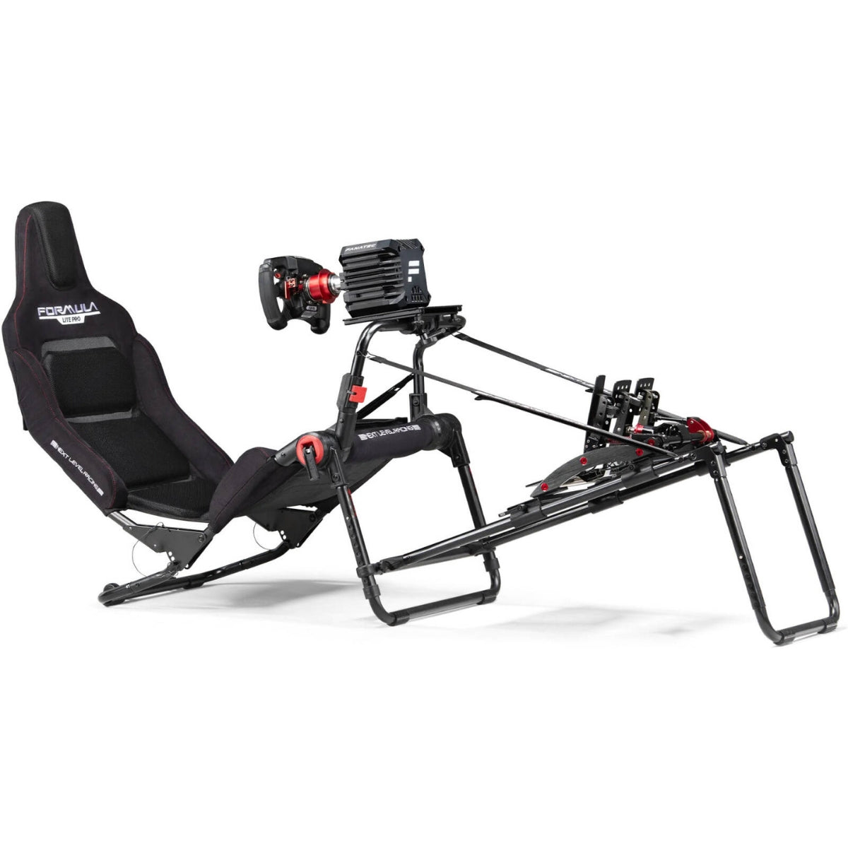 Next Level Racing Formula Lite Pro Cockpit, Direct Drive Wheels up to 10 NM, Adjustable Seat and High-quality Materials, Max User Weight Up to 1230 Kg, Attached on Roller Wheels, Black | NLR-S038