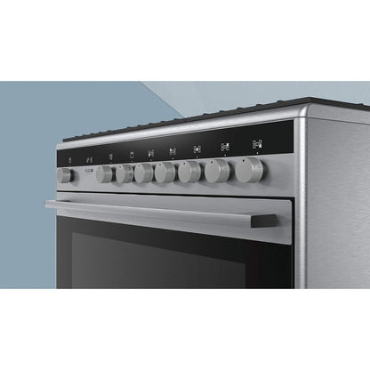 Siemens iQ100 Range Cooker 112L – Silver Drawer type-Broiler & Storage | HG73G8357M