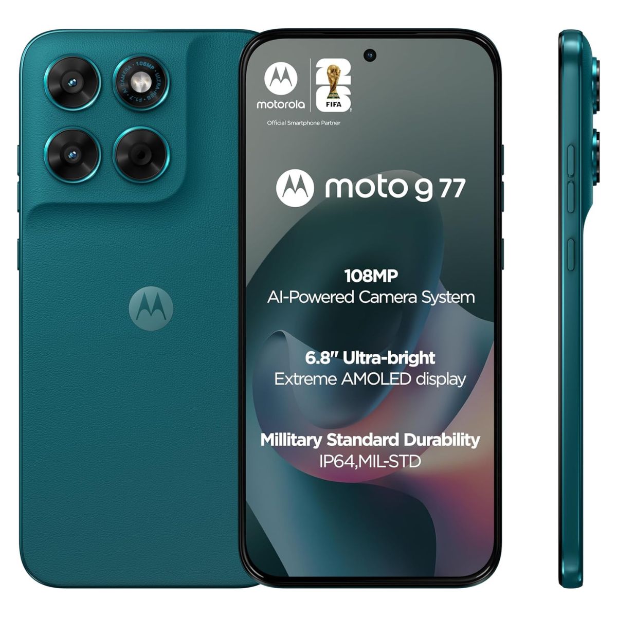 Motorola Moto G77 5G Dual SIM Smartphone, 8GB RAM + 16GB RAM Boost, 256GB Storage, MediaTek Dimensity 6400, 108MP Moto AI Camera, 6.8" Extreme AMOLED 120Hz Display, Android 15, UAE Version