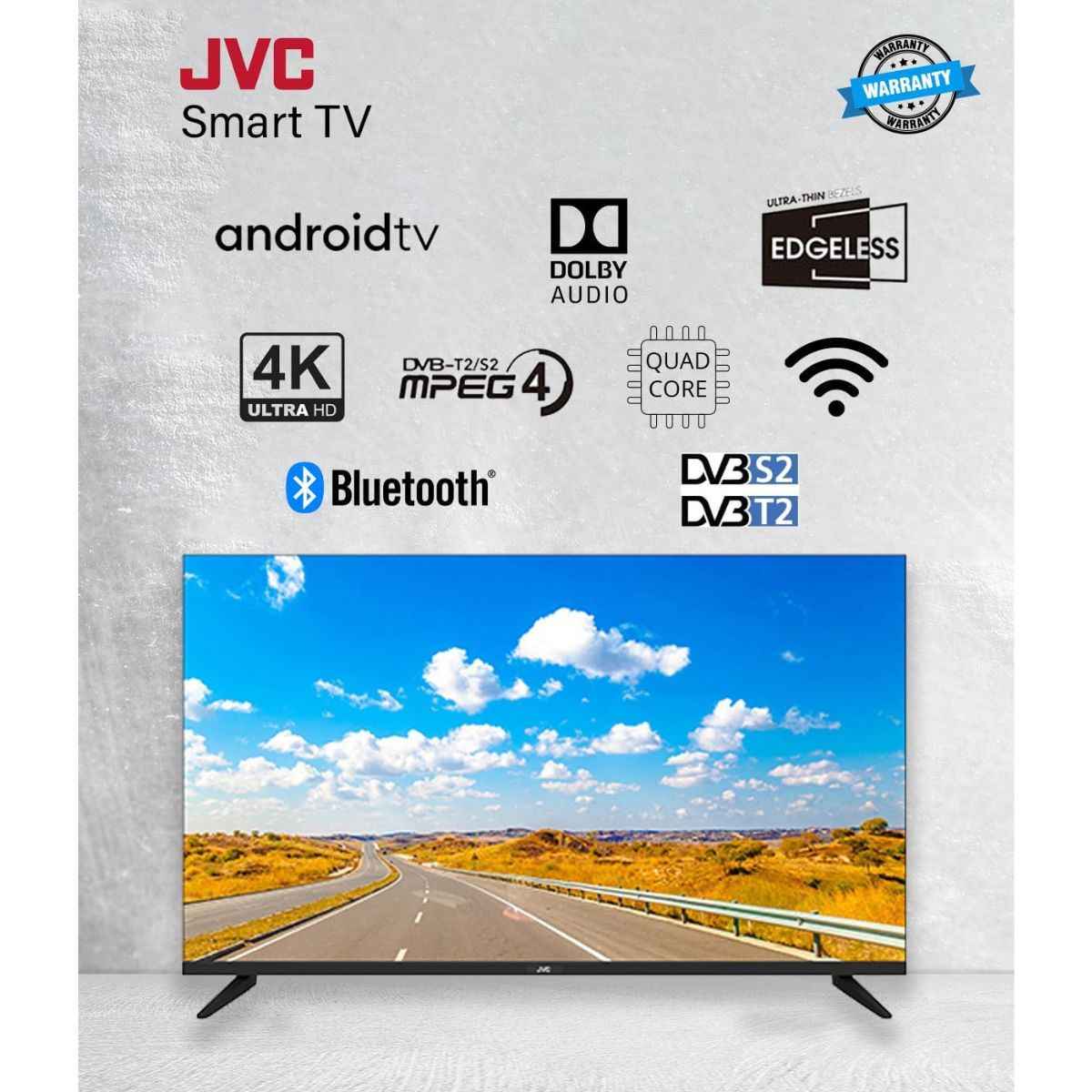 JVC 50 Inch 4k UHD Smart TV Android Official With Google Assistant, Google Play, Netflix, YouTube, Wi-Fi Color Black Model LT50N7105, 1 Years Full Warranty