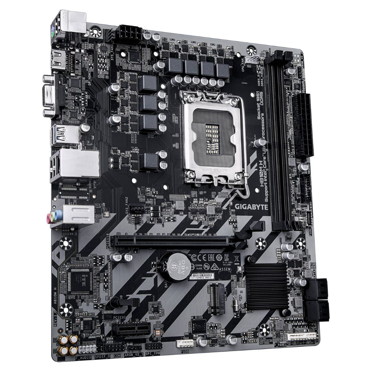 GIGABYTE H810M H LGA 1851 Micro ATX Motherboard, Intel H810 Chipset, 2x DIMM DDR5 Slots, Up to 128GB Max Memory, 1x PCI Express x16 Slot, 1x M.2 Connector | H810M-H
