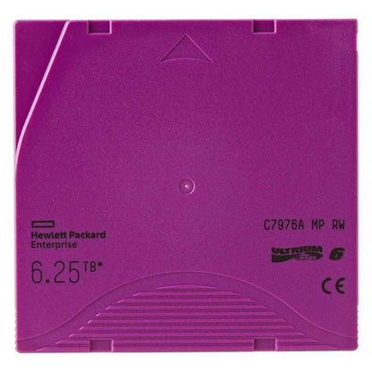 Hewlett Packard Enterprises 6.25TB LTO-6 Ultrium RW Data Cartridge, 400 MB/s Transfer Speed, AES 256-Bit Encryption, 30-Year Archival Life, Purple | C7976A