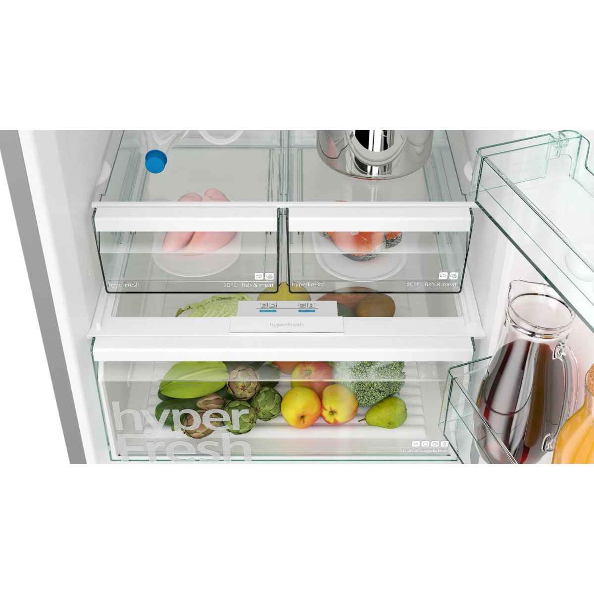 Siemens iQ300 530L Free-Standing Bottom Freezer Refrigerator – Inox-Look (Model KG55NVLE0M)