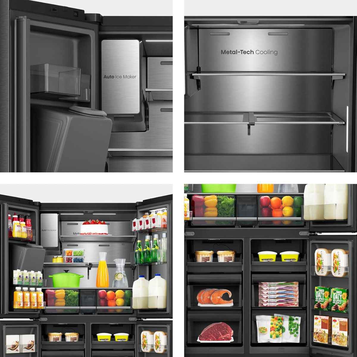 Hisense 607L Four Door French Smart Refrigerator – RQ9P780TTB1, Grey Finish