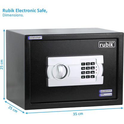 Rubik Medium Safe Box with Digital Keypad & Key Lock – 25x35x25cm, Black / White | RB25EG-B / RB25EG-W