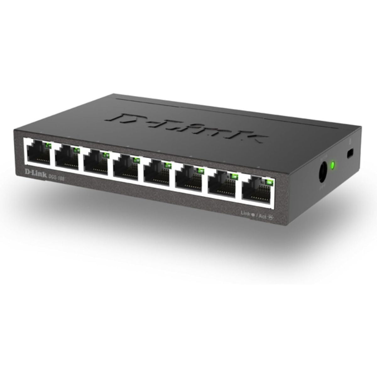 D-Link DGS-108 Unmanaged Switch – 8-Port Gigabit Ethernet, Plug & Play Network Expansion