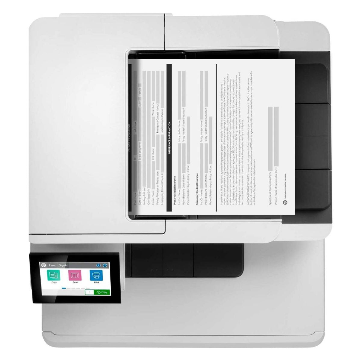 HP M480F Color LaserJet Enterprise Multifunction Printer, Up To 29ppm Print Speed, Auto Duplex, 4.3'' Color Touch, 50 Sheet ADF, 250 Sheets Input Tray, Print / Copy / Scan / Fax, White | 3QA55A