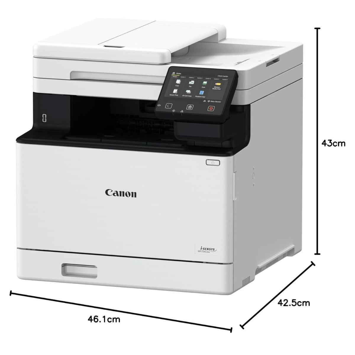 Canon i-SENSYS MF754Cdw AIO Colour Laser Printer – Print, Scan, Copy, Fax, 33ppm, 1200 × 1200 dpi, 5” Touch LCD, WiFi, Duplex Printing, White | 5455C009