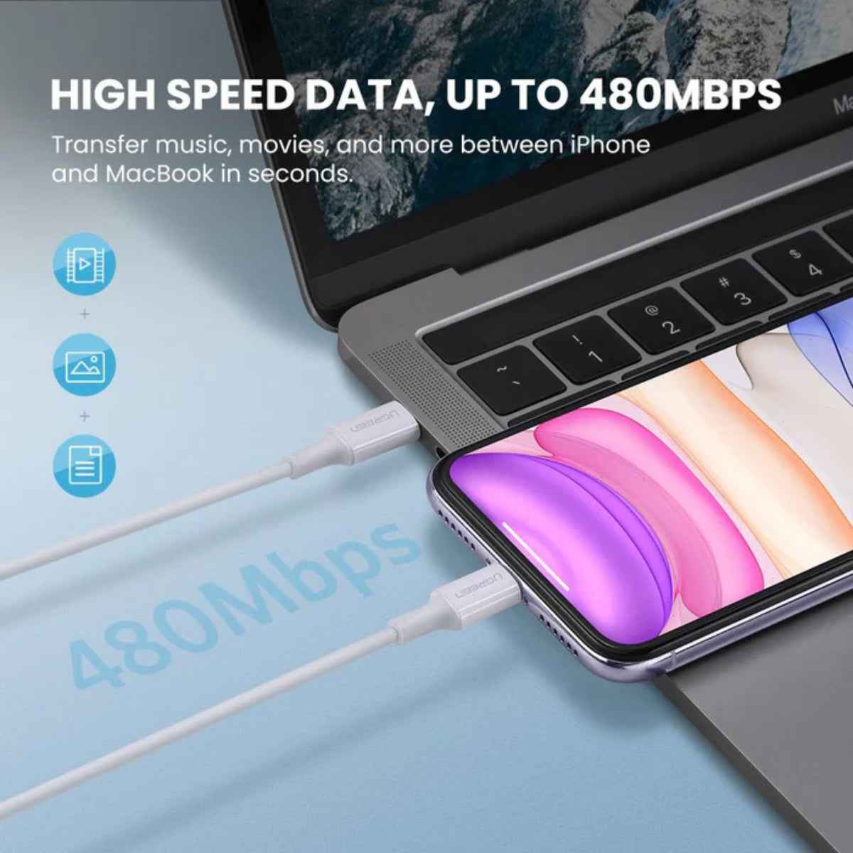 UGREEN MFi USB-C to Lightning Cable – Fast Charging for iPhone & iPad