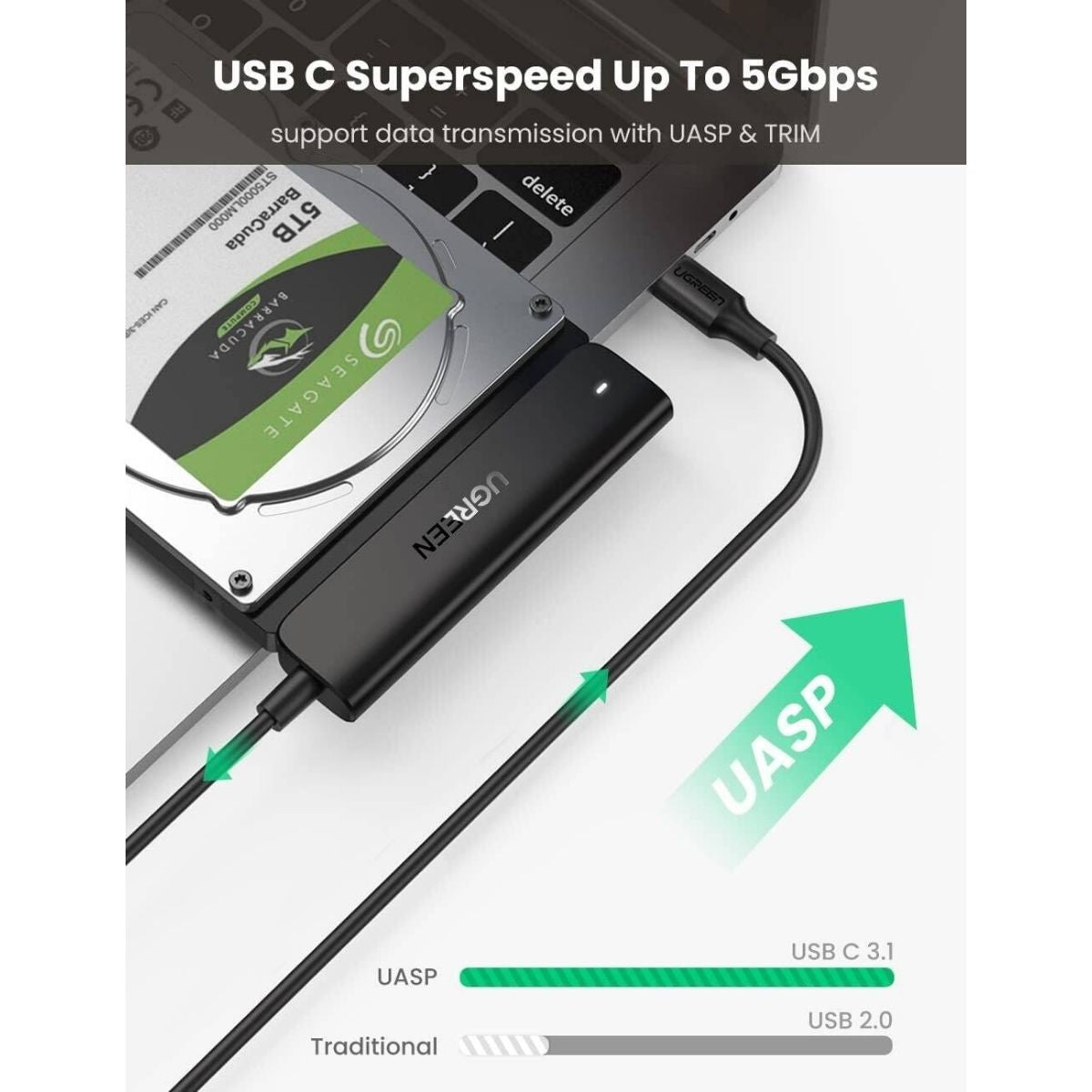 UGREEN CM321 USB-C 3.0 to 2.5-Inch SATA Converter | 50cm | 70610