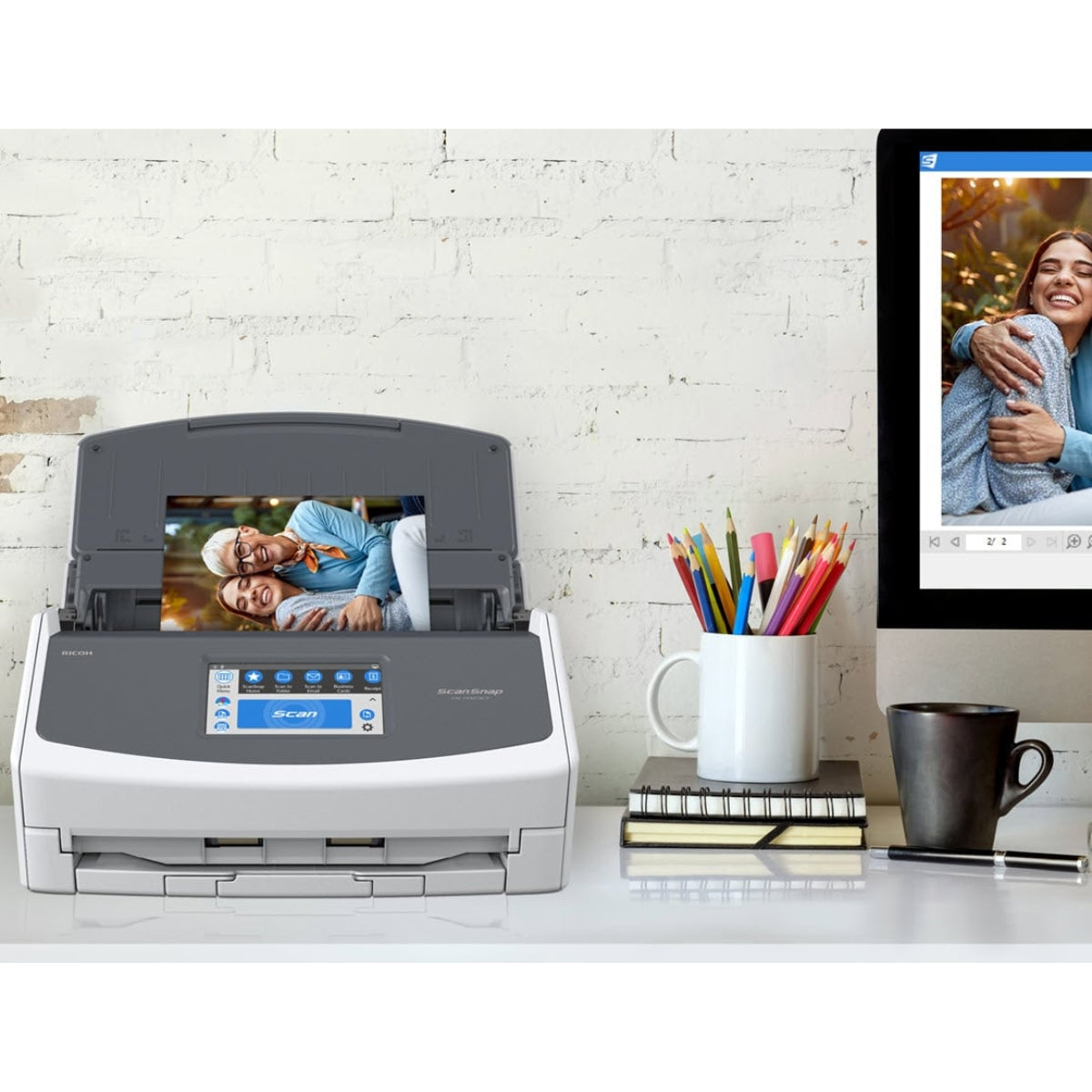 Ricoh ScanSnap iX1600 Versatile Cloud-Enabled Document Scanner for Mac or PC, White | PA03770-B615 / PA03770-B401