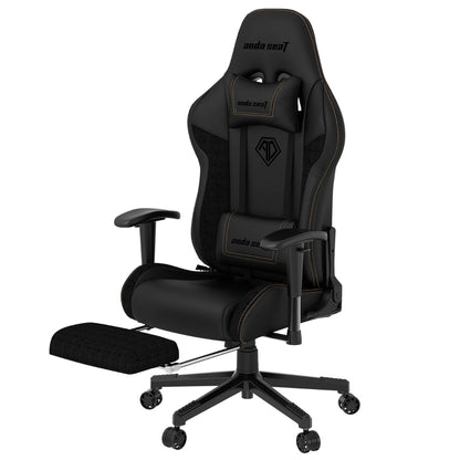 AndaSeat Jungle 2 Series Gaming Chair, Sturdy Retractable Footrest, Ergonomic Design, High-Quality PVC Leather, Lifetime Framework | Black