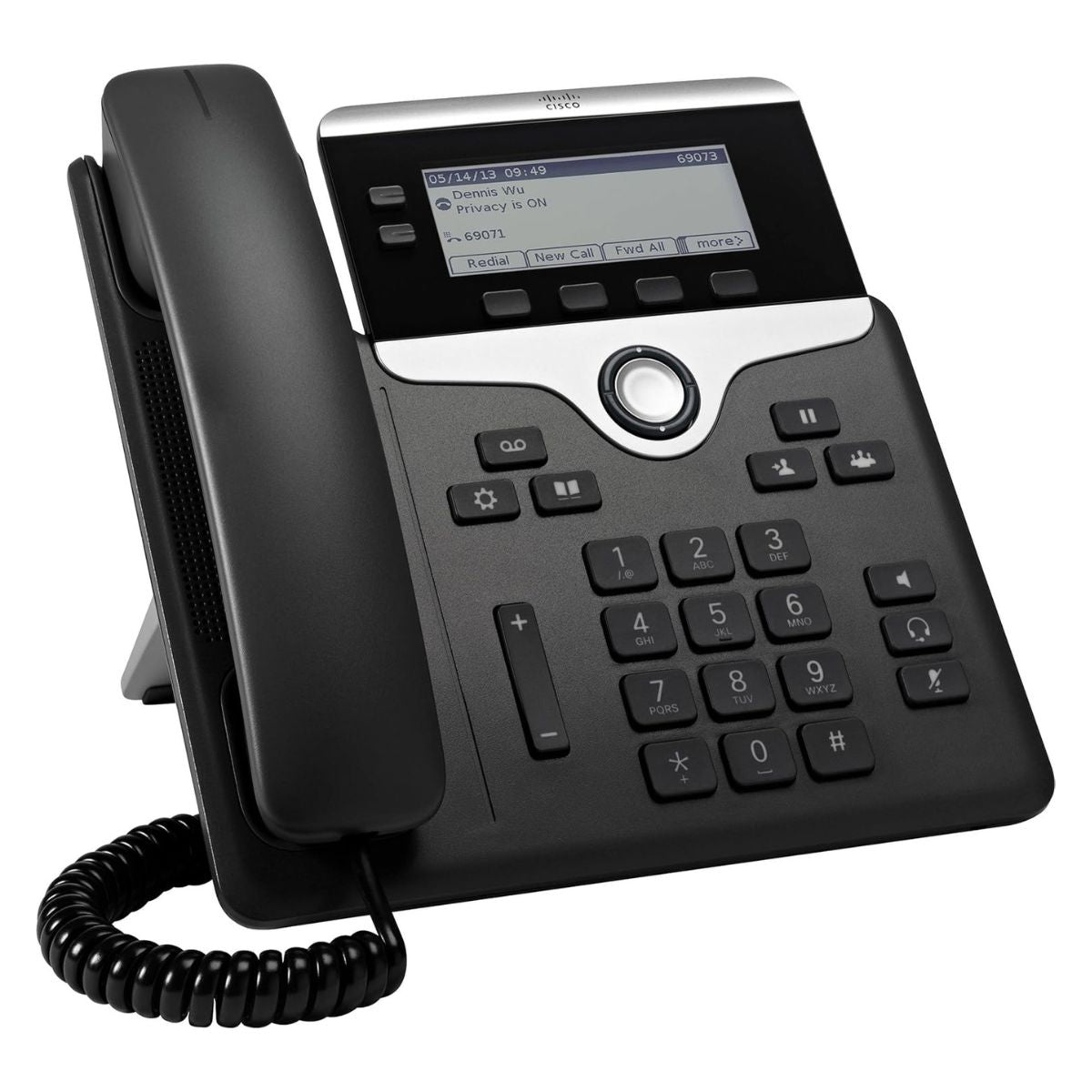 Cisco 7821 IP Phone, 3.5" Screen, 1 PoE Class, Full Duplex Speakerphone, Wideband Audio, 4 Soft Keys, 2 Programmable Line Keys, 10/100 Ethernet Switch, Gray