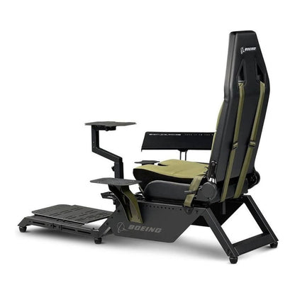 Next Level Racing Flight Simulator Boeing Military Edition | Dedicated Flight Cockpit | Wide Adjustments | Green Canvas Seat | Black/Green | NLR-S028