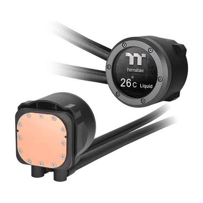 Thermaltake TH240 V2 Ultra ARGB Sync AIO Liquid CPU Cooler – 2×120mm PWM Fans, 2.1" LCD Display, 57.05 CFM, Black | CL-W383-PL12SW-A